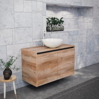 Inda - Mobile bagno L.100 con lavabo in appoggio / Rovere naturale 2 ante - Zaffiro