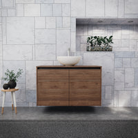 Inda - Mobile bagno L.100 con lavabo in appoggio / Rovere castano 2 ante - Zaffiro