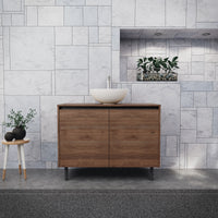 Inda - Mobile bagno L.100 con lavabo in appoggio / Rovere castano 2 ante - Zaffiro