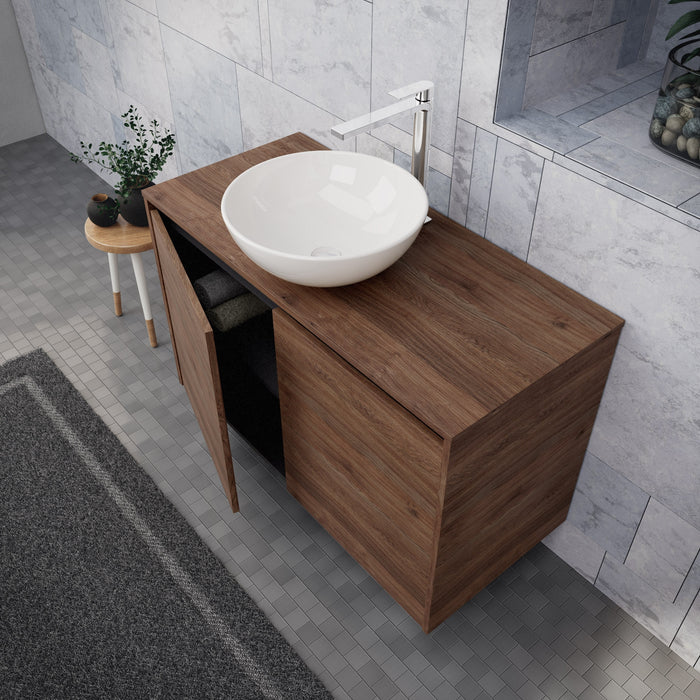 Inda - Mobile bagno L.100 con lavabo in appoggio / Rovere castano 2 ante - Zaffiro