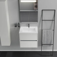 Inda - Mobile bagno 2 cassetti L.60 con lavabo specchio illuminato - Bianco opaco