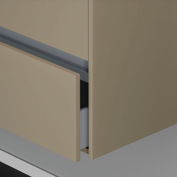 Inda - Mobile bagno 2 cassetti L.60 con lavabo specchio illuminato - Terra di luna opaco