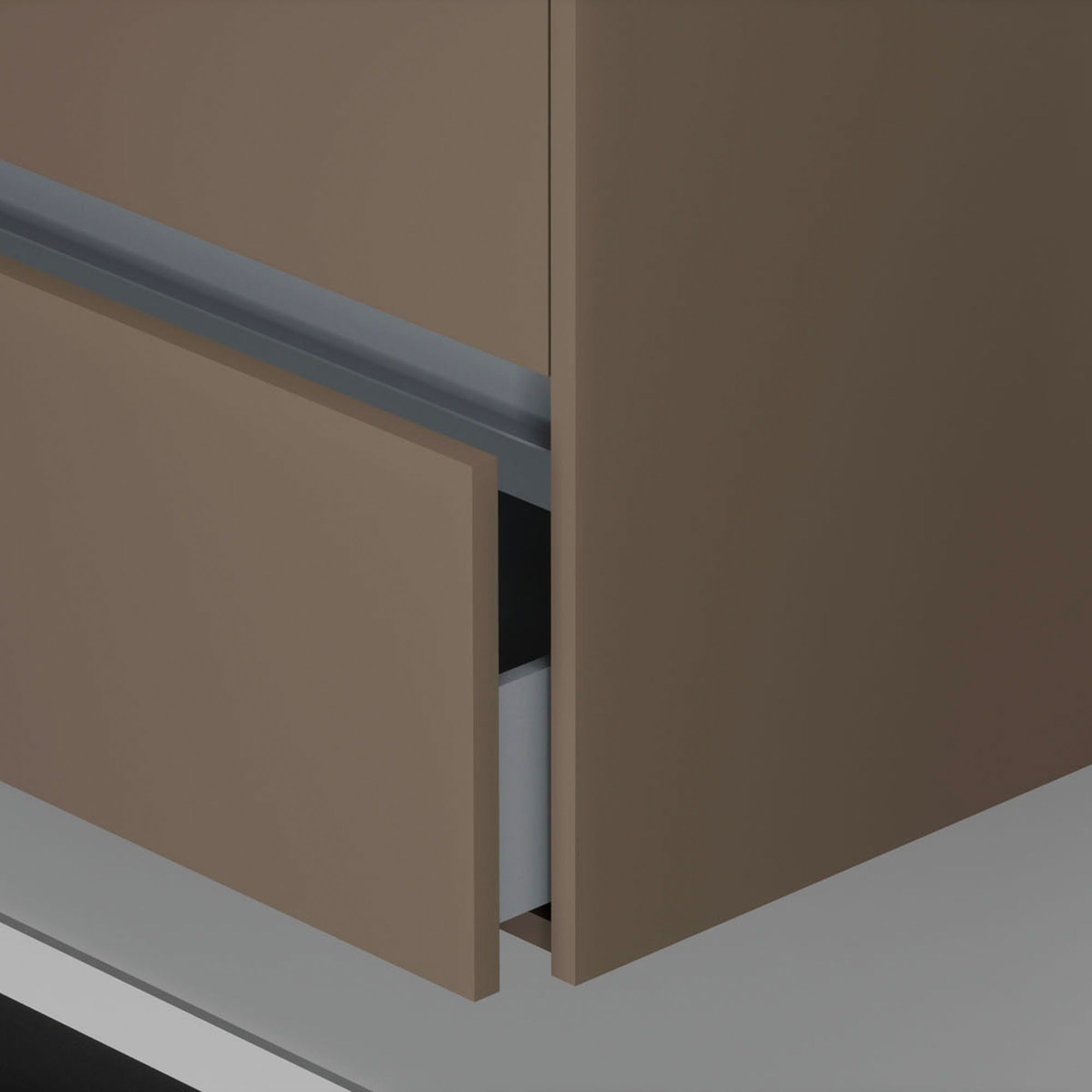 Inda - Mobile bagno 2 cassetti L.60 con lavabo specchio illuminato - Visone opaco