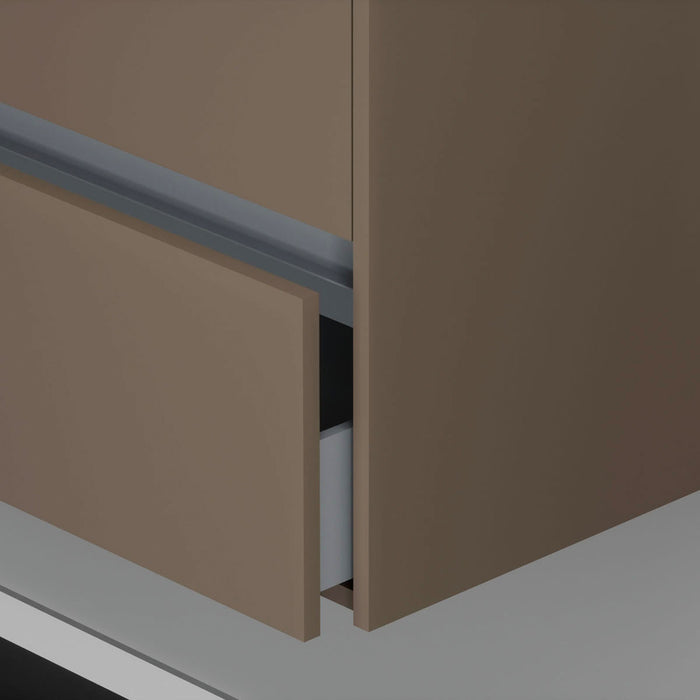 Inda - Mobile bagno 2 cassetti L.60 con lavabo specchio illuminato - Visone opaco