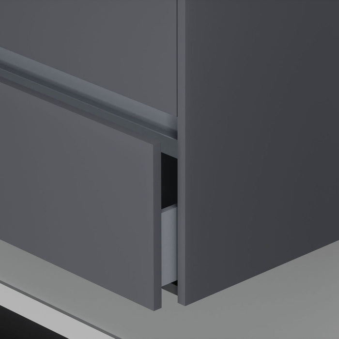 Inda - Mobile bagno 2 cassetti L.60 con lavabo specchio illuminato - Titanio opaco