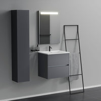 Inda - Mobile bagno 2 cassetti L.60 con lavabo specchio illuminato - Titanio opaco