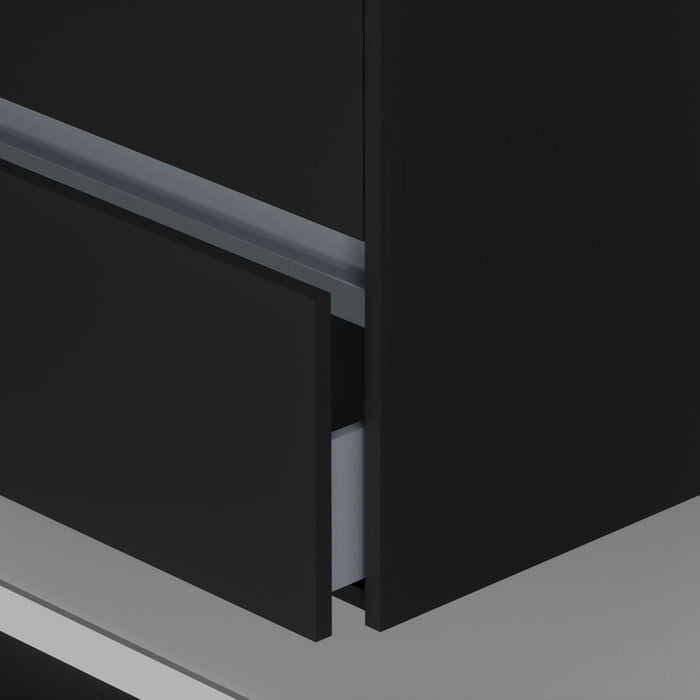 Inda - Mobile bagno 2 cassetti L.60 con lavabo specchio illuminato - Nero opaco