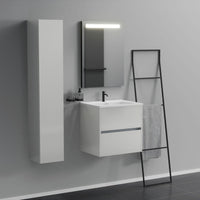 Inda - Mobile bagno 2 cassetti L.60 con lavabo specchio illuminato - Bianco lucido