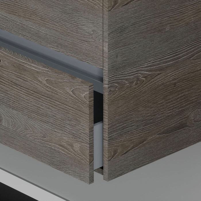 Inda - Mobile bagno 2 cassetti L.60 con lavabo specchio illuminato - Olmo fumè