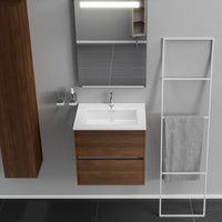 Inda - Mobile bagno 2 cassetti L.60 con lavabo specchio illuminato - Rovere castano