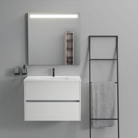 Inda - Mobile bagno 2 cassetti L.80 con lavabo specchio illuminato - Bianco opaco
