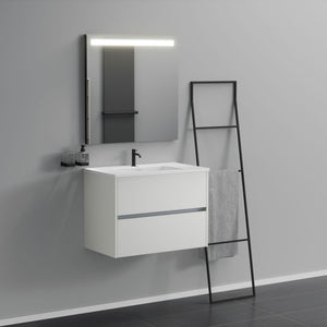 Inda - Mobile bagno 2 cassetti L.80 con lavabo specchio illuminato - Bianco opaco