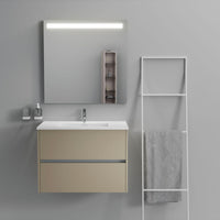 Inda - Mobile bagno 2 cassetti L.80 con lavabo specchio illuminato - Terra di luna opaco