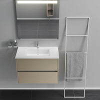 Inda - Mobile bagno 2 cassetti L.80 con lavabo specchio illuminato - Terra di luna opaco