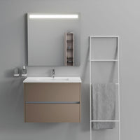 Inda - Mobile bagno 2 cassetti L.80 con lavabo specchio illuminato - Visone opaco