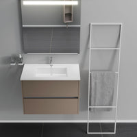 Inda - Mobile bagno 2 cassetti L.80 con lavabo specchio illuminato - Visone opaco