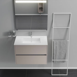 Inda - Mobile bagno 2 cassetti L.80 con lavabo specchio illuminato - Avorio opaco