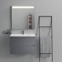 Inda - Mobile bagno 2 cassetti L.80 con lavabo specchio illuminato - Titanio opaco