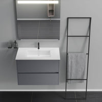 Inda - Mobile bagno 2 cassetti L.80 con lavabo specchio illuminato - Titanio opaco