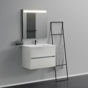 Inda - Mobile bagno 2 cassetti L.80 con lavabo specchio illuminato - Bianco lucido