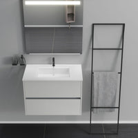 Inda - Mobile bagno 2 cassetti L.80 con lavabo specchio illuminato - Bianco lucido