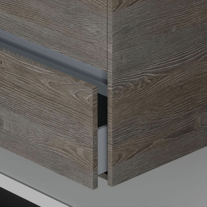 Inda - Mobile bagno 2 cassetti L.80 con lavabo specchio illuminato - Olmo fumè