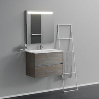 Inda - Mobile bagno 2 cassetti L.80 con lavabo specchio illuminato - Olmo fumè
