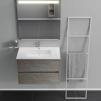 Inda - Mobile bagno 2 cassetti L.80 con lavabo specchio illuminato - Olmo fumè