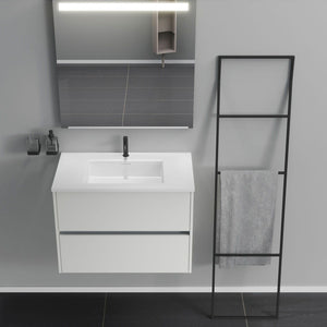 Inda - Mobile bagno 2 cassetti L.100 con lavabo specchio illuminato - Bianco opaco