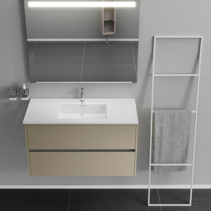 Inda - Mobile bagno 2 cassetti L.100 con lavabo specchio illuminato - Terra di luna opaco