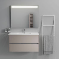 Inda - Mobile bagno 2 cassetti L.100 con lavabo specchio illuminato - Avorio opaco