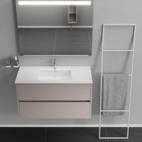 Inda - Mobile bagno 2 cassetti L.100 con lavabo specchio illuminato - Avorio opaco