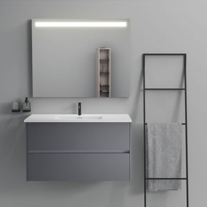 Inda - Mobile bagno 2 cassetti L.100 con lavabo specchio illuminato - Titanio opaco