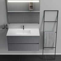 Inda - Mobile bagno 2 cassetti L.100 con lavabo specchio illuminato - Titanio opaco