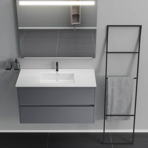 Inda - Mobile bagno 2 cassetti L.100 con lavabo specchio illuminato - Titanio opaco