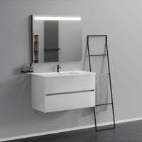 Inda - Mobile bagno 2 cassetti L.100 con lavabo specchio illuminato - Bianco lucido