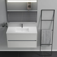 Inda - Mobile bagno 2 cassetti L.100 con lavabo specchio illuminato - Bianco lucido