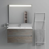 Inda - Mobile bagno 2 cassetti L.100 con lavabo specchio illuminato - Olmo fumè