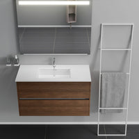 Inda - Mobile bagno 2 cassetti L.100 con lavabo specchio illuminato - Rovere castano