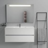 Inda - Mobile bagno 2 cassetti L.120 con lavabo specchio illuminato - Bianco opaco