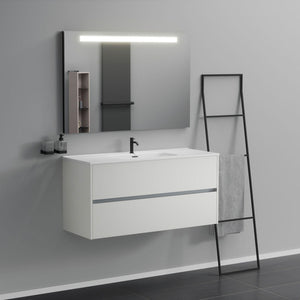 Inda - Mobile bagno 2 cassetti L.120 con lavabo specchio illuminato - Bianco opaco