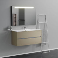 Inda - Mobile bagno 2 cassetti L.120 con lavabo specchio illuminato - Terra di luna opaco