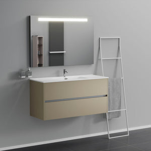 Inda - Mobile bagno 2 cassetti L.120 con lavabo specchio illuminato - Terra di luna opaco