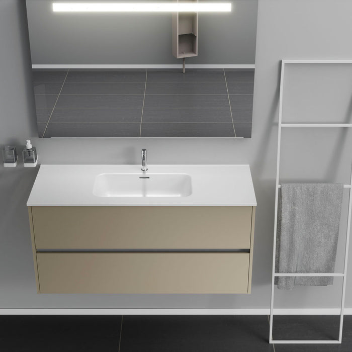 Inda - Mobile bagno 2 cassetti L.120 con lavabo specchio illuminato - Terra di luna opaco