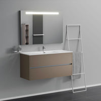 Inda - Mobile bagno 2 cassetti L.120 con lavabo specchio illuminato - Visone opaco