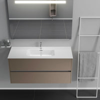 Inda - Mobile bagno 2 cassetti L.120 con lavabo specchio illuminato - Visone opaco
