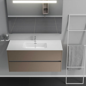 Inda - Mobile bagno 2 cassetti L.120 con lavabo specchio illuminato - Visone opaco