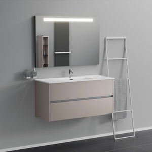 Inda - Mobile bagno 2 cassetti L.120 con lavabo specchio illuminato - Avorio opaco