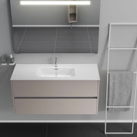 Inda - Mobile bagno 2 cassetti L.120 con lavabo specchio illuminato - Avorio opaco