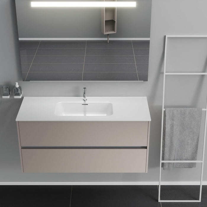 Inda - Mobile bagno 2 cassetti L.120 con lavabo specchio illuminato - Avorio opaco